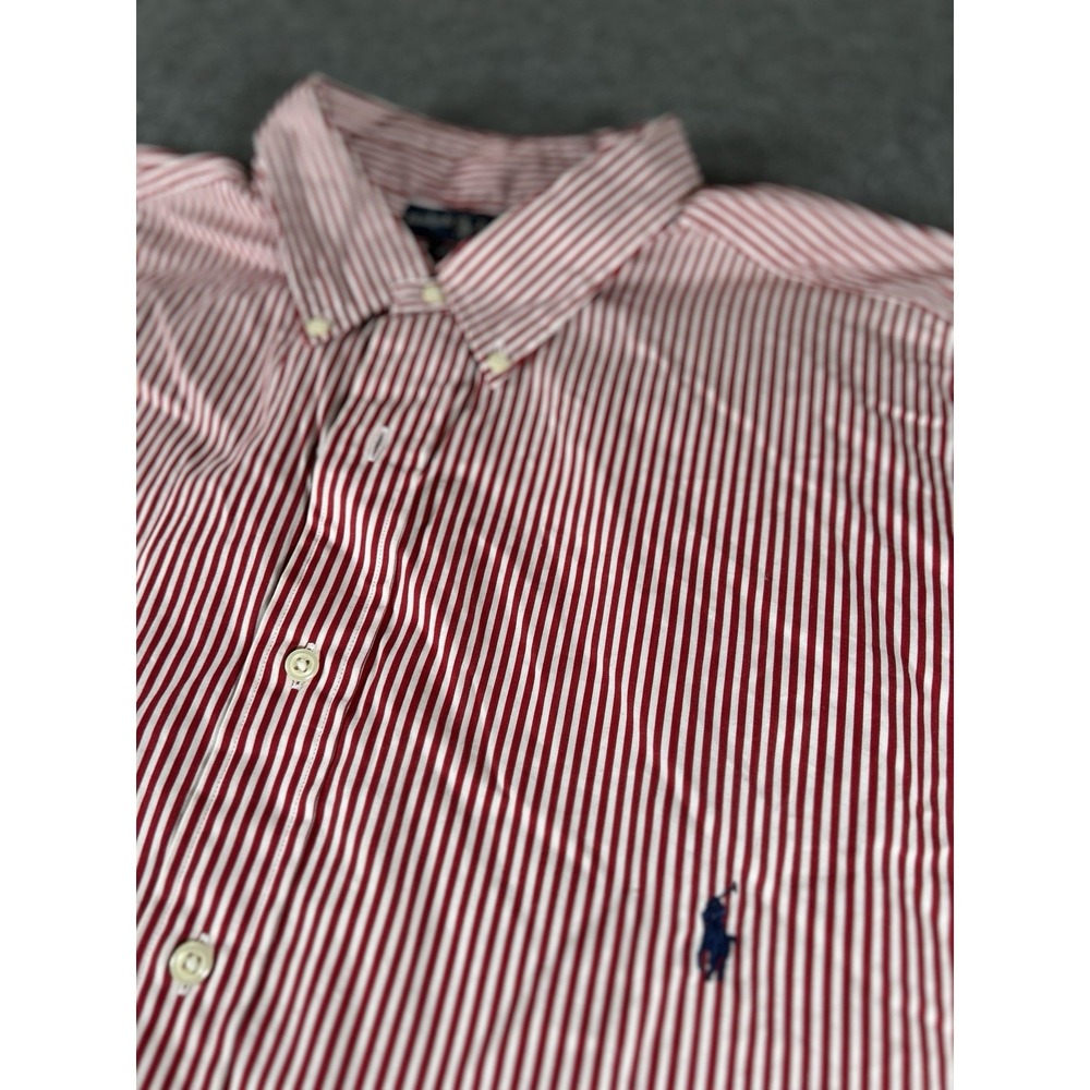 Ralph Lauren Red & White Striped Long Sleeve Button Up Classic Fit Men's 2XLT
